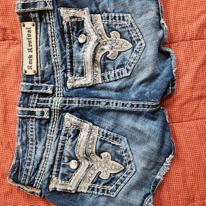 Rock Revival embellished back flap denim shorts sz 28